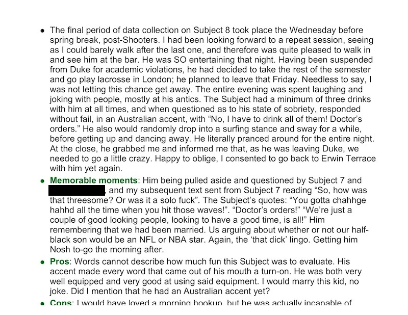 Illustration for article titled The Full Duke University "Fuck List" Thesis From A Former Female Student (UPDATE)